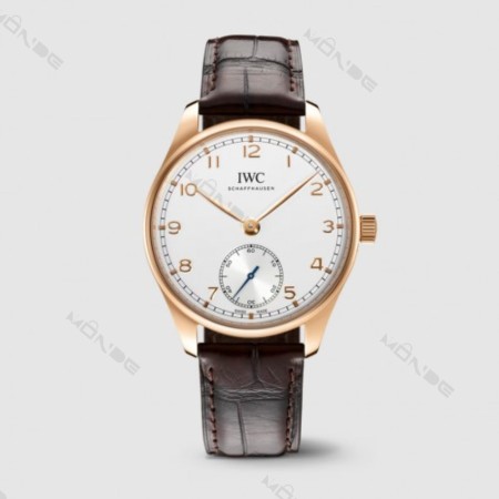 IWC 포르투기저 오토매틱 40mm 화이트 다이얼 오토매틱 산토니 다크 브라운 악어 가죽 스트랩 시계