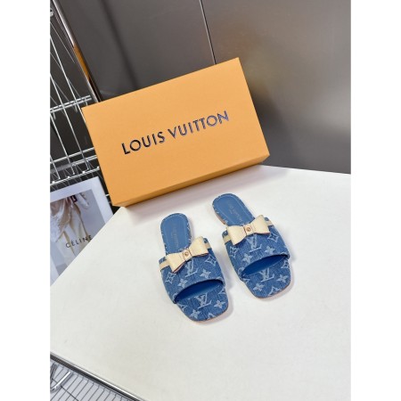 루이비통 리본 데님 뮬 샌들