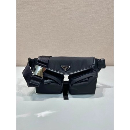 프라다 삼각로고 투 포켓 숄더백