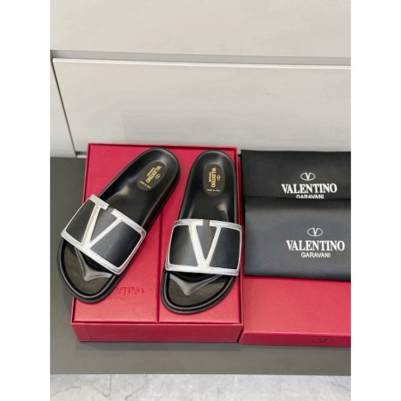 발렌티노 V 로고 슬라이드 뮬 슬리퍼