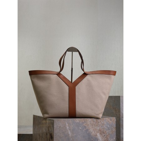 생로랑 캔버스와 가죽 소재의 Y 토트백