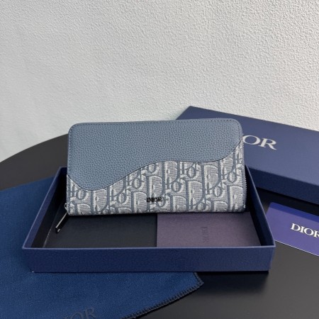 디올 새들 지퍼 장지갑