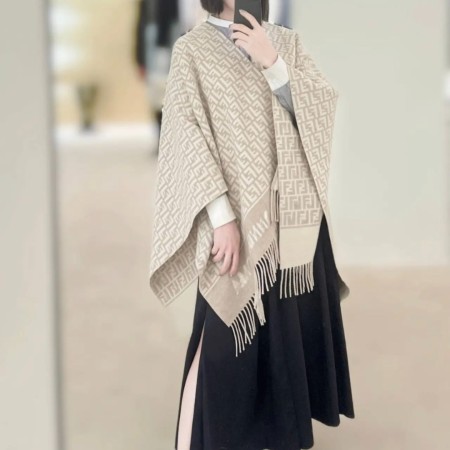 펜디 FF 로고 도브 울 캐시미어 스카프