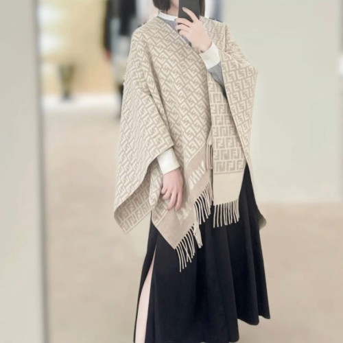 펜디 FF 로고 도브 울 캐시미어 스카프